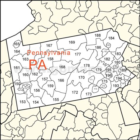 Map of Pennsylvania Zip Codes